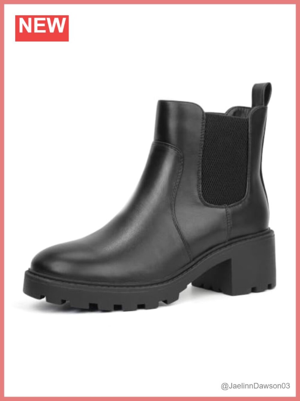 Women's Chelsea Ankle Boots Faux Leather Chunky Heel Slip-On Lug Sole